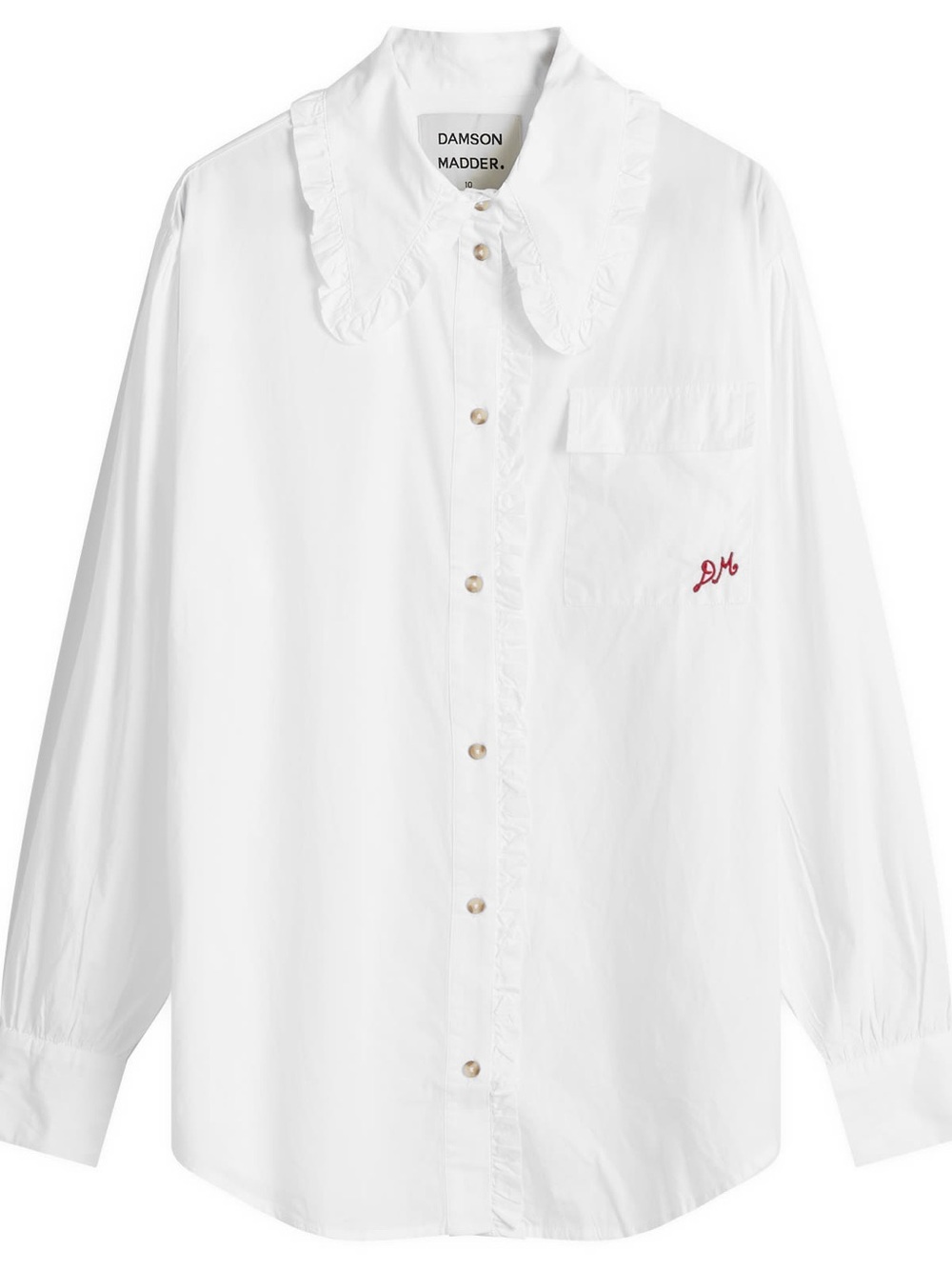 Damson Madder White Ruffle-Collar Shirt